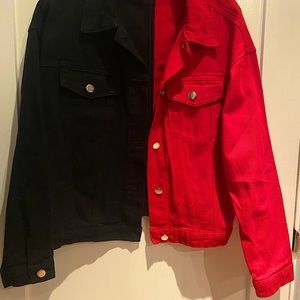 Black/Red Split Jeans Jacket